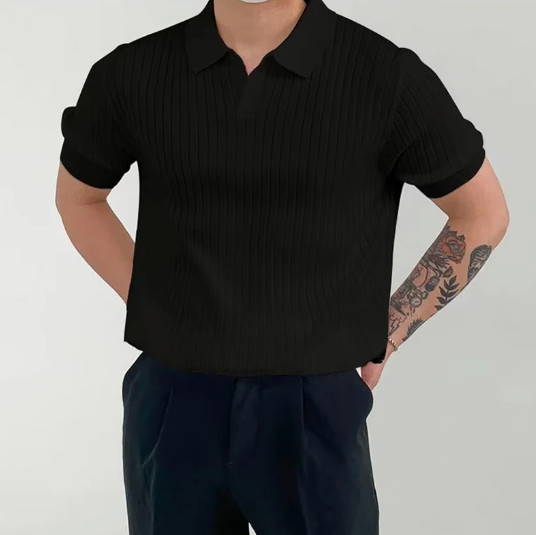 LISBOA RIBBED V-NECK POLO