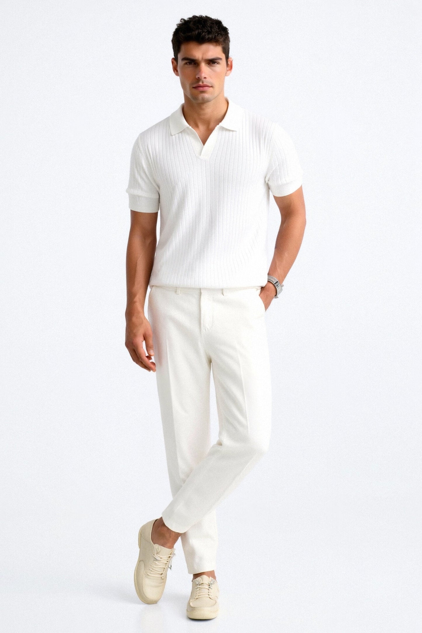 LISBOA RIBBED V-NECK POLO