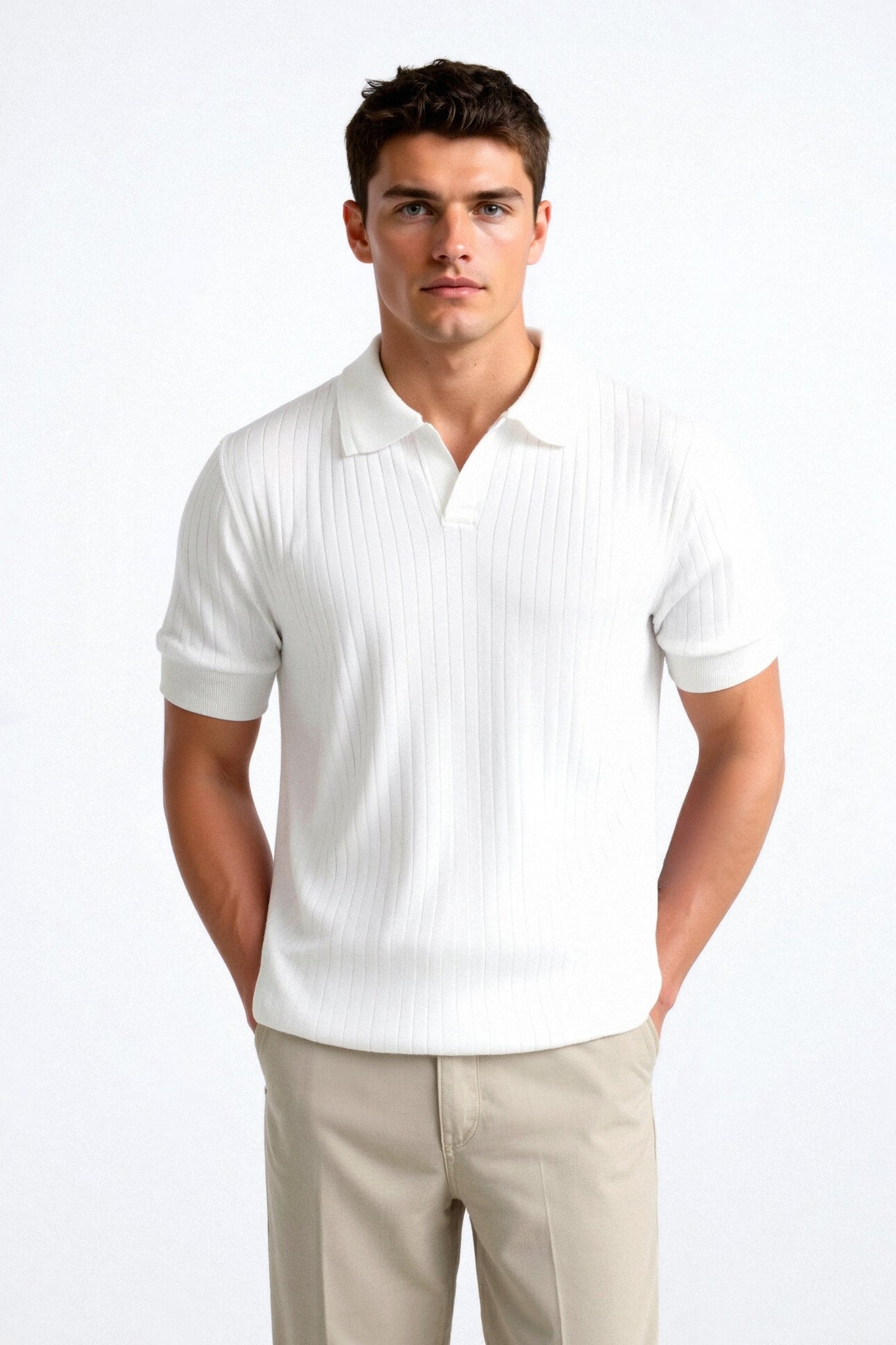LISBOA RIBBED V-NECK POLO