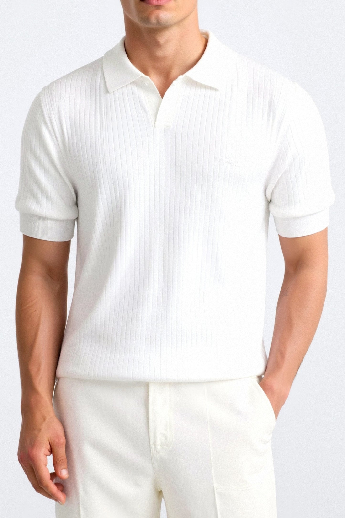 LISBOA RIBBED V-NECK POLO