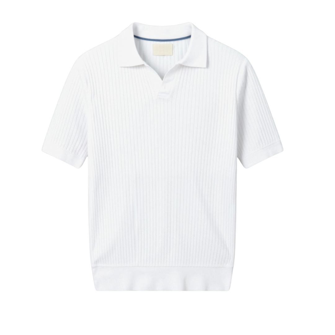 LISBOA RIBBED V-NECK POLO