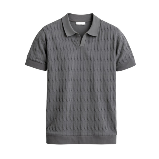 VORO Premium V-Neck Cable Knit Polo