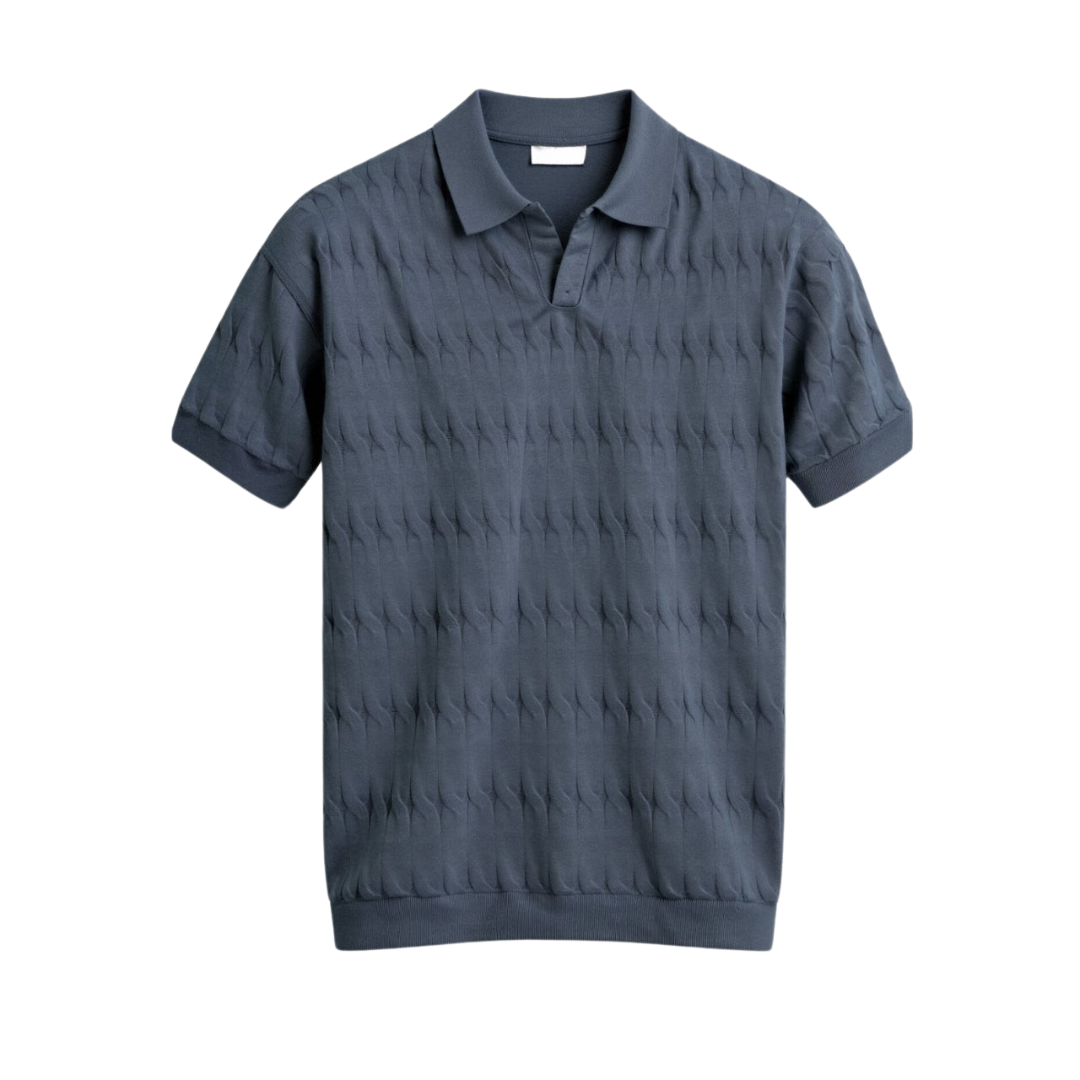 VORO Premium V-Neck Cable Knit Polo