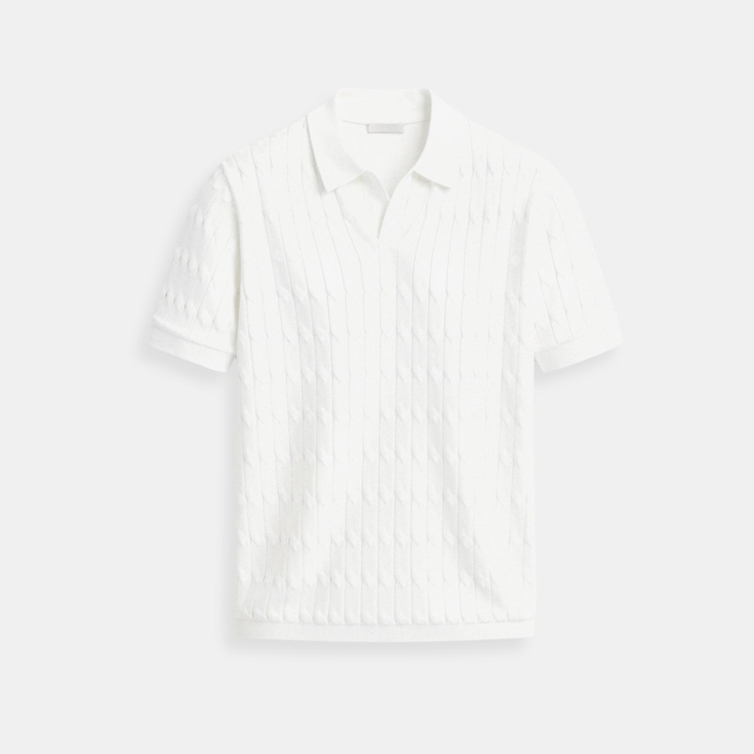 VORO Premium V-Neck Cable Knit Polo