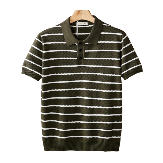 STRIPED TEXTURED BUTTON POLO