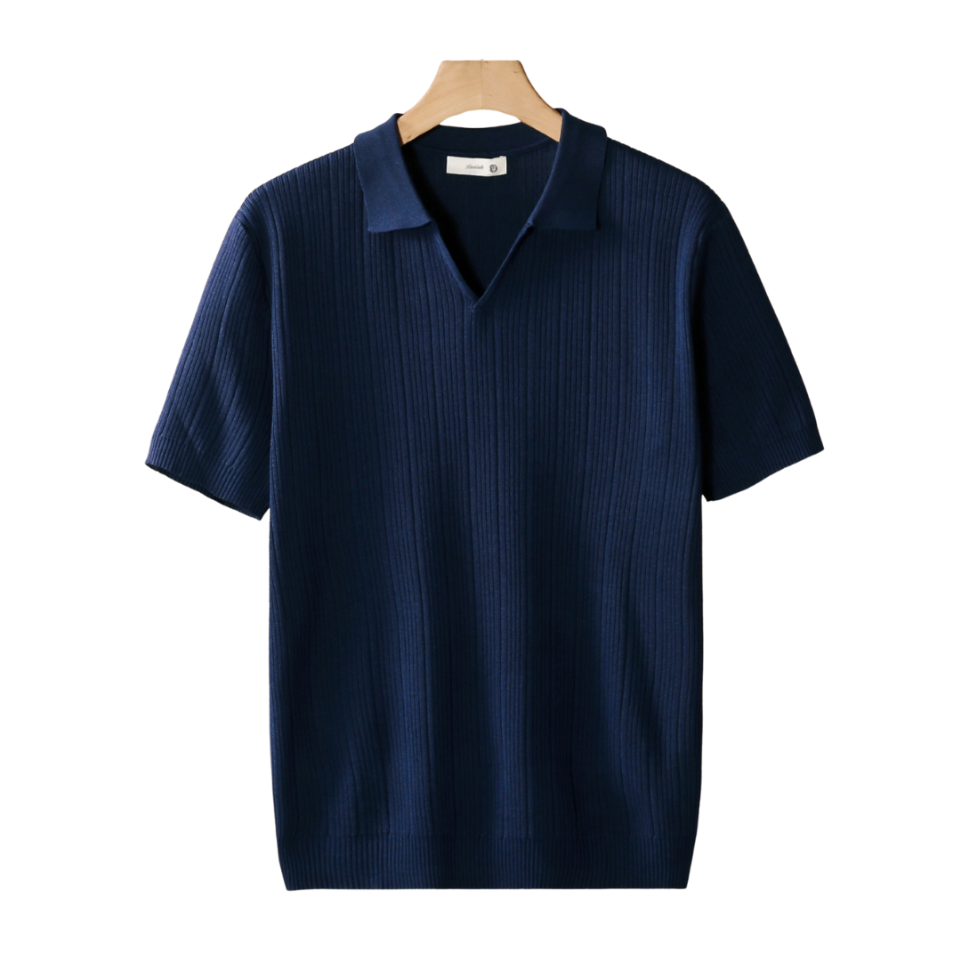 V-NECK RIBBED POLO